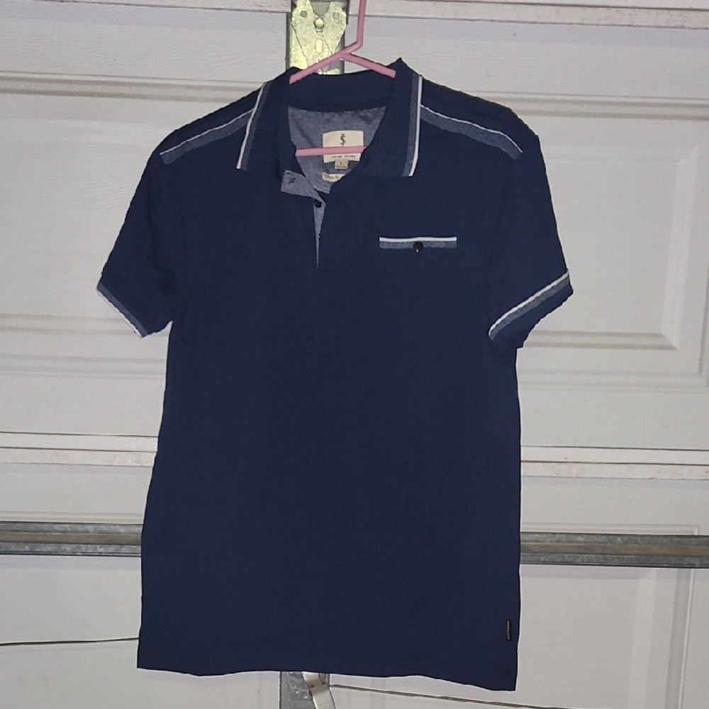 Scott James Classic Blue Polo Shirt with White Accents P2P-20 Length-27